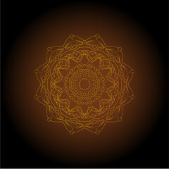 Bronze Floral Symmetric Mandala with Intricate Linework