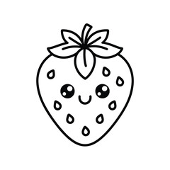 Cute kawaii strawberry character with a happy face