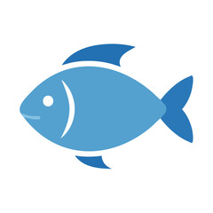 Fototapeta premium Simple blue fish icon illustration aquatic marine life design vector art minimalist flat design isolated on black background