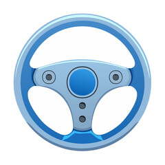 Blue Steering Wheel Vector Illustration Cartoon Vehicle Part Car Control Navigation Equipment