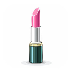 Obraz premium Illustration of a pink lipstick tube with silver and teal accents beauty product makeup art drawing cosmetic