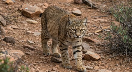 Obraz premium Wildcat on rocky terrain (1)