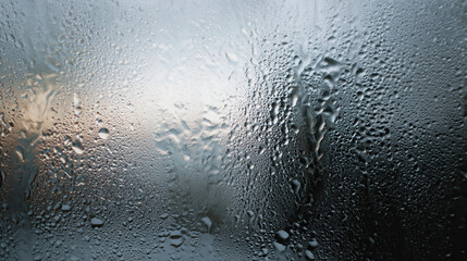 Close-up of frosted glass pane with water droplets