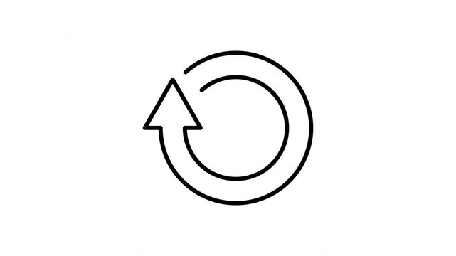 Animated Thin Line Icon of Circular Arrow for Refresh or Reload with Transparent Background