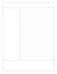 A printable Cornell Notes layout in actual US Letter size (8.5x11 inch), ideal for students, journaling, and academic note-taking. Minimalist and aesthetic design.