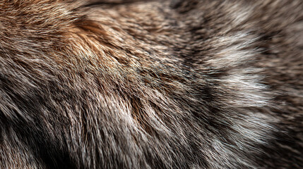 Macro shot of detailed wolf fur texture