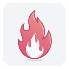Animated Fire Icon Symbolic of Burning Desire Passion Flame Element Red Glowing Hot Shape on White