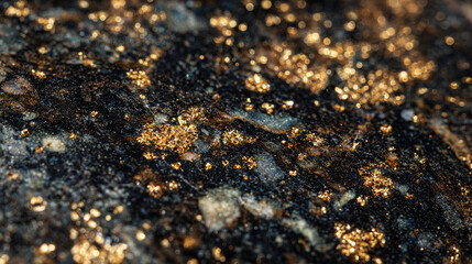 Polished black granite with gold flecks
