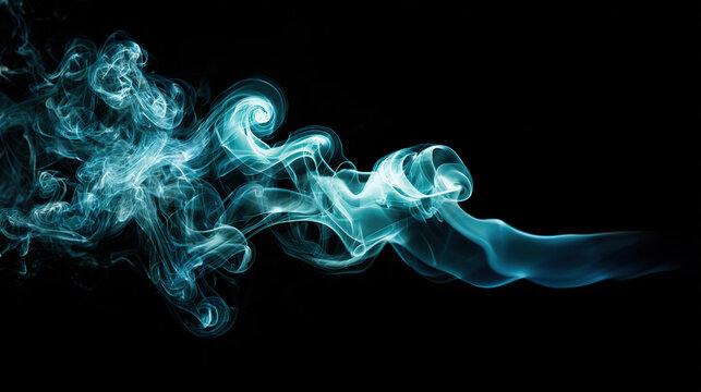 Smoke plume curling against dark background