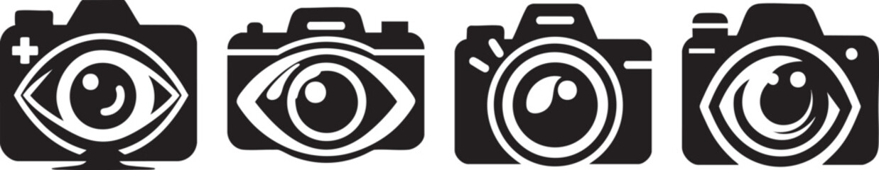 Camera Eye Icons Set Abstract Symbol for Vision and Photography