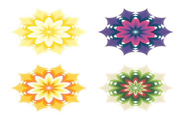 set of Radiating Circular Art with Artistic Lines and Muted Pastel Colors