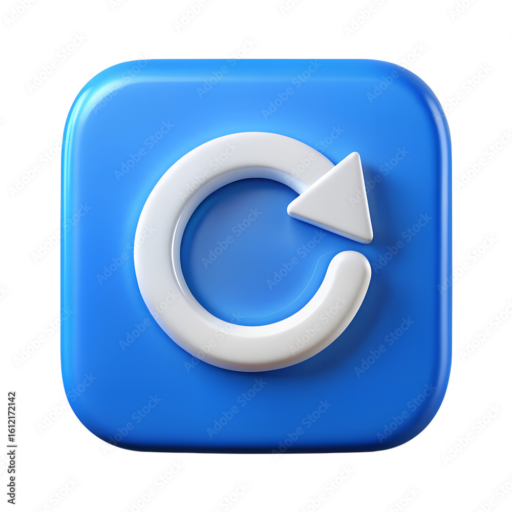 Fototapete refresh reload sync arrow icon blue background ui ux design element for website app user interface