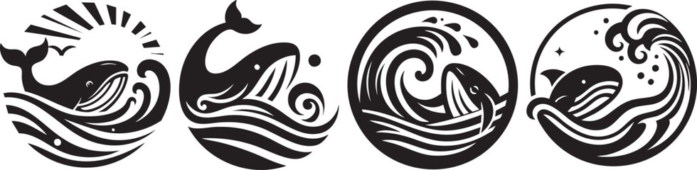 Oceanic Whale Serenity Abstract Round Symbol Collection