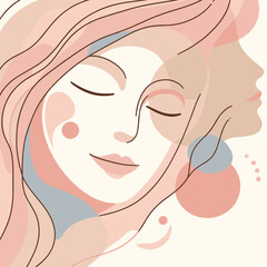 Abstract illustration of a woman's face with soft pastel colors  
