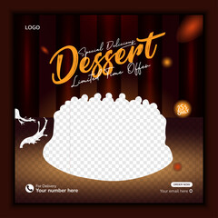 Chocolate cake social media banner and Instagram post design template
