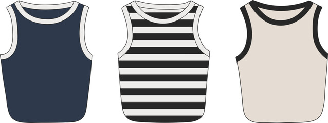 cad drawing flat vector illustration, men's tank top design template, front view, fashion sketch, technical flat, casual vest outline, apparel vector