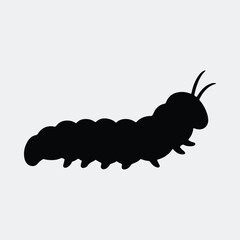 Silhouette caterpillar crawling insect simple shape vector illustration
