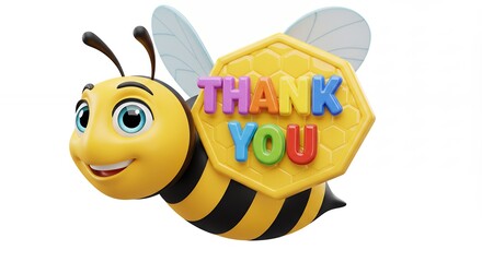 Cartoon bee with thank you message