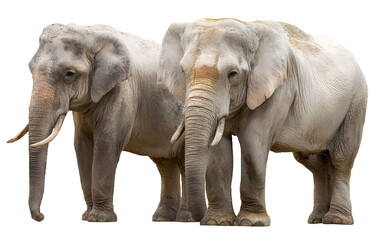 Obraz premium Two elephants facing opposite directions on a transparent background