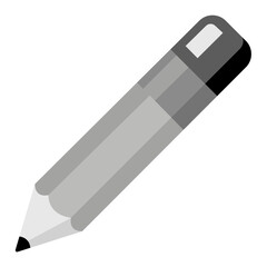 pencil with eraser icon in black and white color education icons school material tool