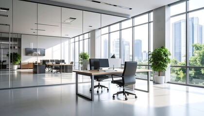 Modern office interior with city view