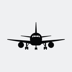 Silhouette of airplane landing gear front view vector illustration