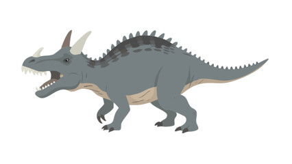 Obraz premium Explore the ferocious styracosaur dinosaur illustration with horns and spiky back for prehistoric era fans