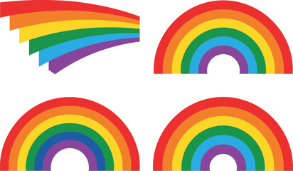 Obraz premium Colorful rainbows in various shapes, a vibrant and cheerful design.