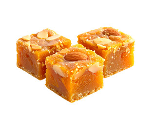 Delicious Indian sweet barfi topped with almonds and pistachios, a delightful treat