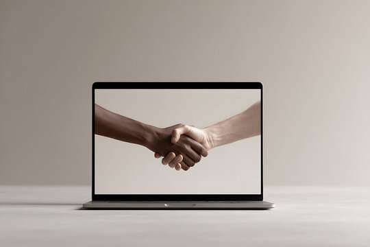 virtual cross-cultural exchange, international students fostering unity and friendship through online connections on their laptops
