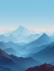 Abstract mountain digital landscape with mountains template for banner , businness presentation