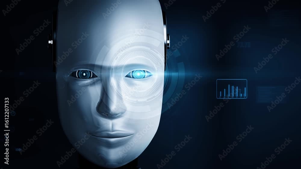 Poster future financial technology controll by ai robot huminoid uses machine learning and artificial intel
