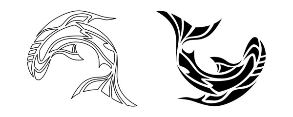 Fototapeta premium Set of fish images