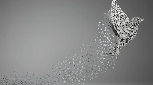 Bird Breaking Free from Text Cage
