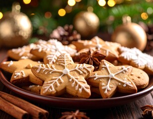 Festive gingerbread cookies on a plate