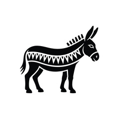 Vector illustration of a donkey with a decorative tribal pattern along its back
