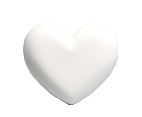 Photo of a smooth, glossy white heart shape, symbolizing love and romance, isolated on a clean transparent background