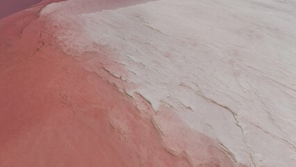 Aerial drone view of Hutt Lagoon Pink Lake in Western Australia