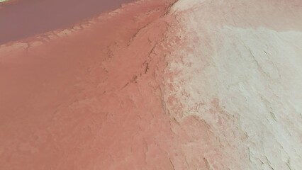 Aerial drone view of Hutt Lagoon Pink Lake in Western Australia