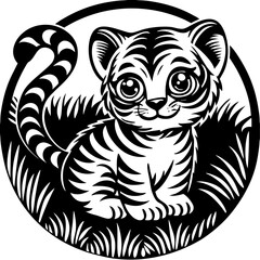Fototapeta premium Cute Baby Tiger, Wild Animal Cub, Adorable Tiger, Jungle Creature