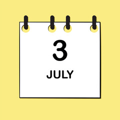 July 3. Daily Calendar icon for design. Simple design for business brochure, flyer, print media, advertisement. Easily editable.