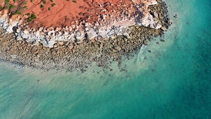 Aerial drone view of Gantheaume Point in Broome, Western Australia