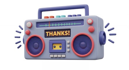 Fototapeta premium Vintage cassette player graphic illustration with thanks message