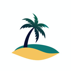 Fototapeta premium a palm tree sand dune below island base icon