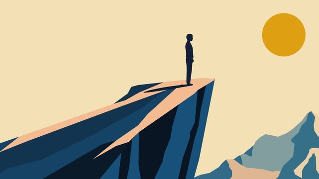 Solitary Figure Facing Morning Sun Animation