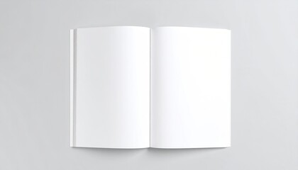 Fototapeta premium Blank open book with white pages for mock up on light grey background.