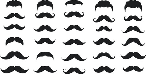 Black Moustache Styles Collection - AI Generative
