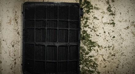 Dirty air filter on wall