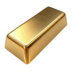A single shiny metallic gold bar with rounded edges presented in a realistic 3d render isolated on transparent background