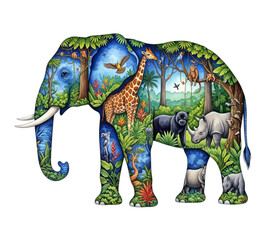 Obraz premium Wildlife elephant habitat illustration isolated on white background